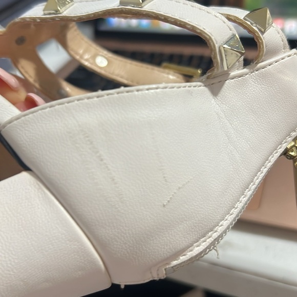 Adrienne Vittadini Rhinestone Heels Women's Size 10 Studded White Strappy - Picture 8 of 9